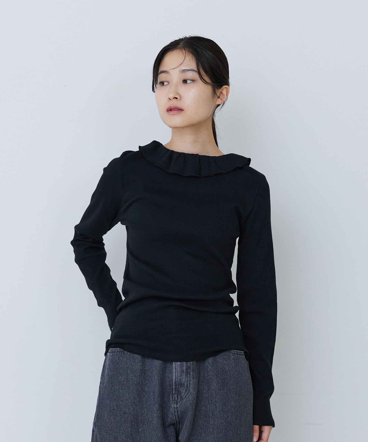 【congés payés】フリルカラーインナーカットソー 詳細画像 ブラック 11