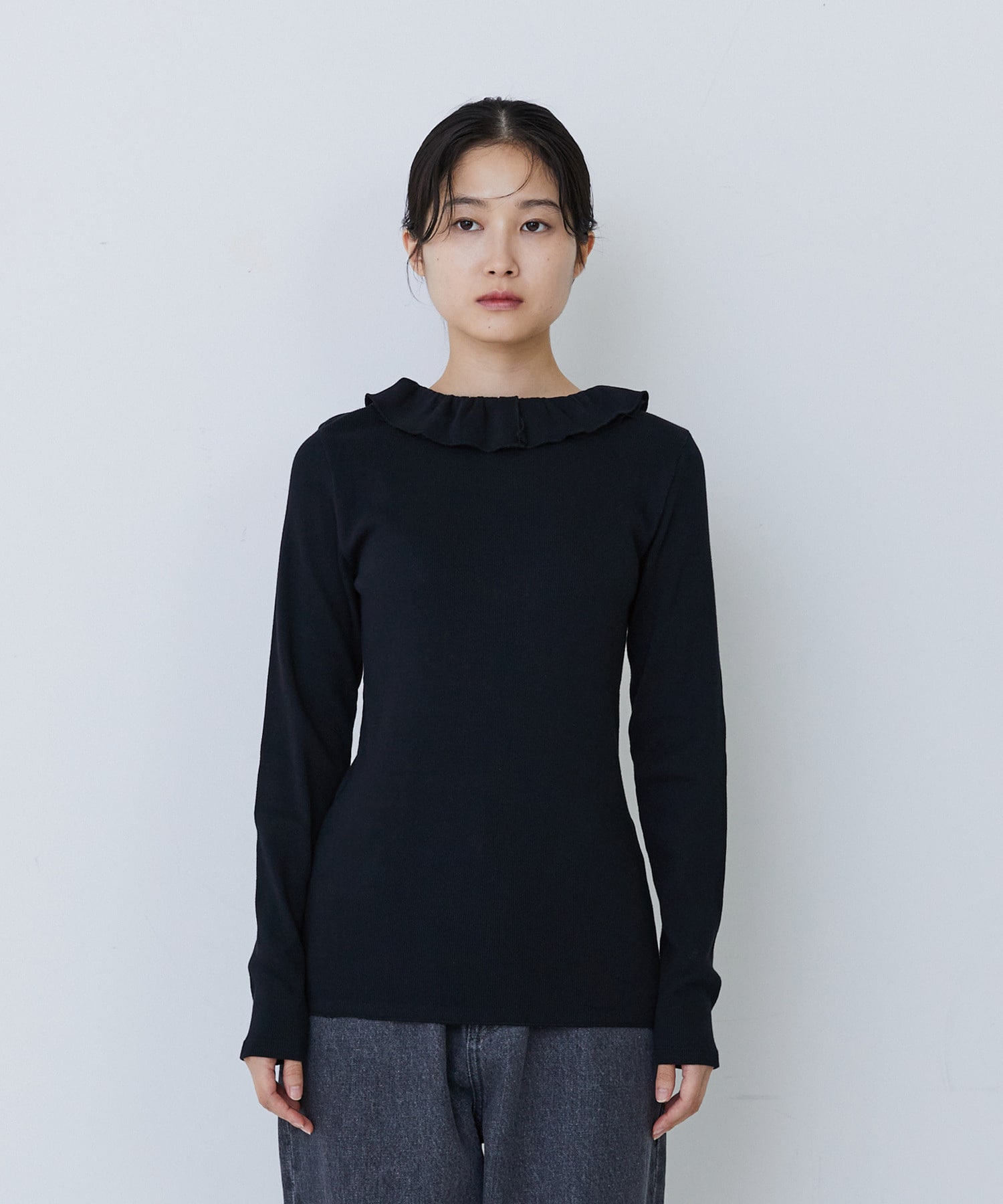 【congés payés】フリルカラーインナーカットソー 詳細画像 ブラック 12