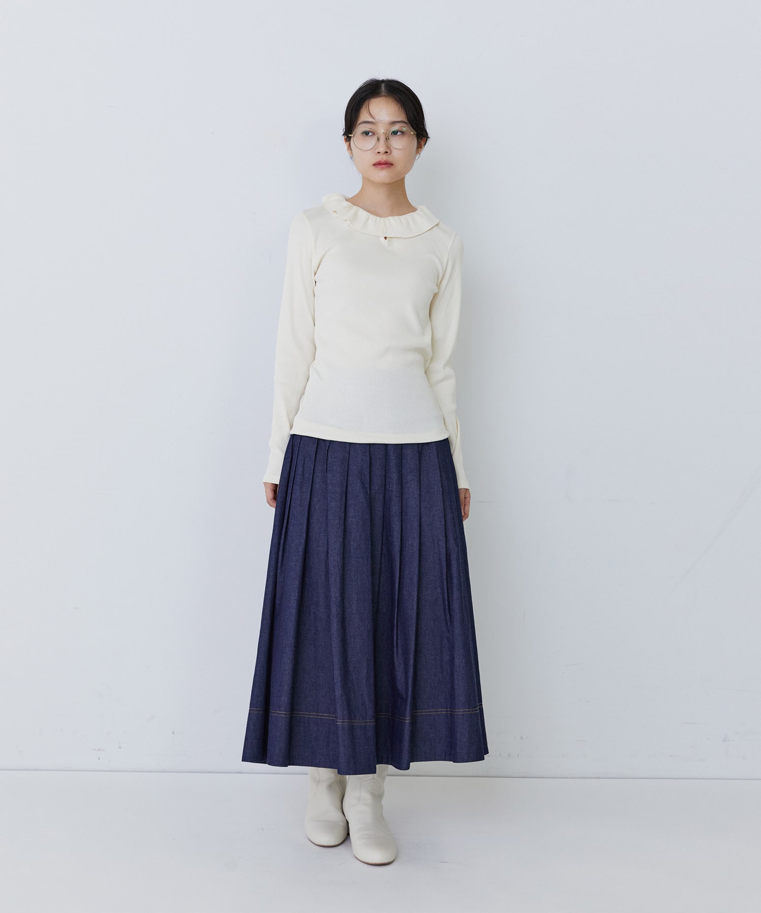 【congés payés】フリルカラーインナーカットソー 詳細画像 ブラック 2