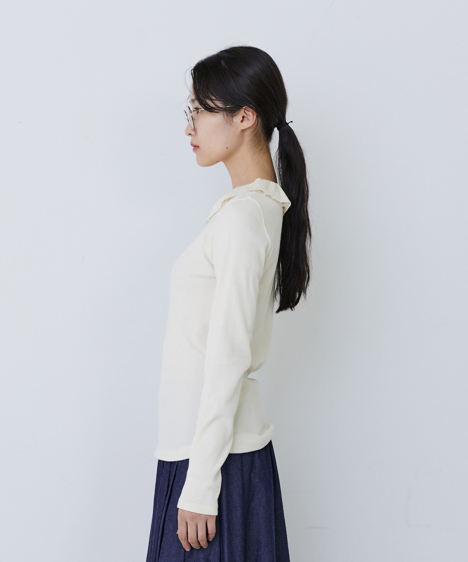 【congés payés】フリルカラーインナーカットソー 詳細画像 ブラック 6