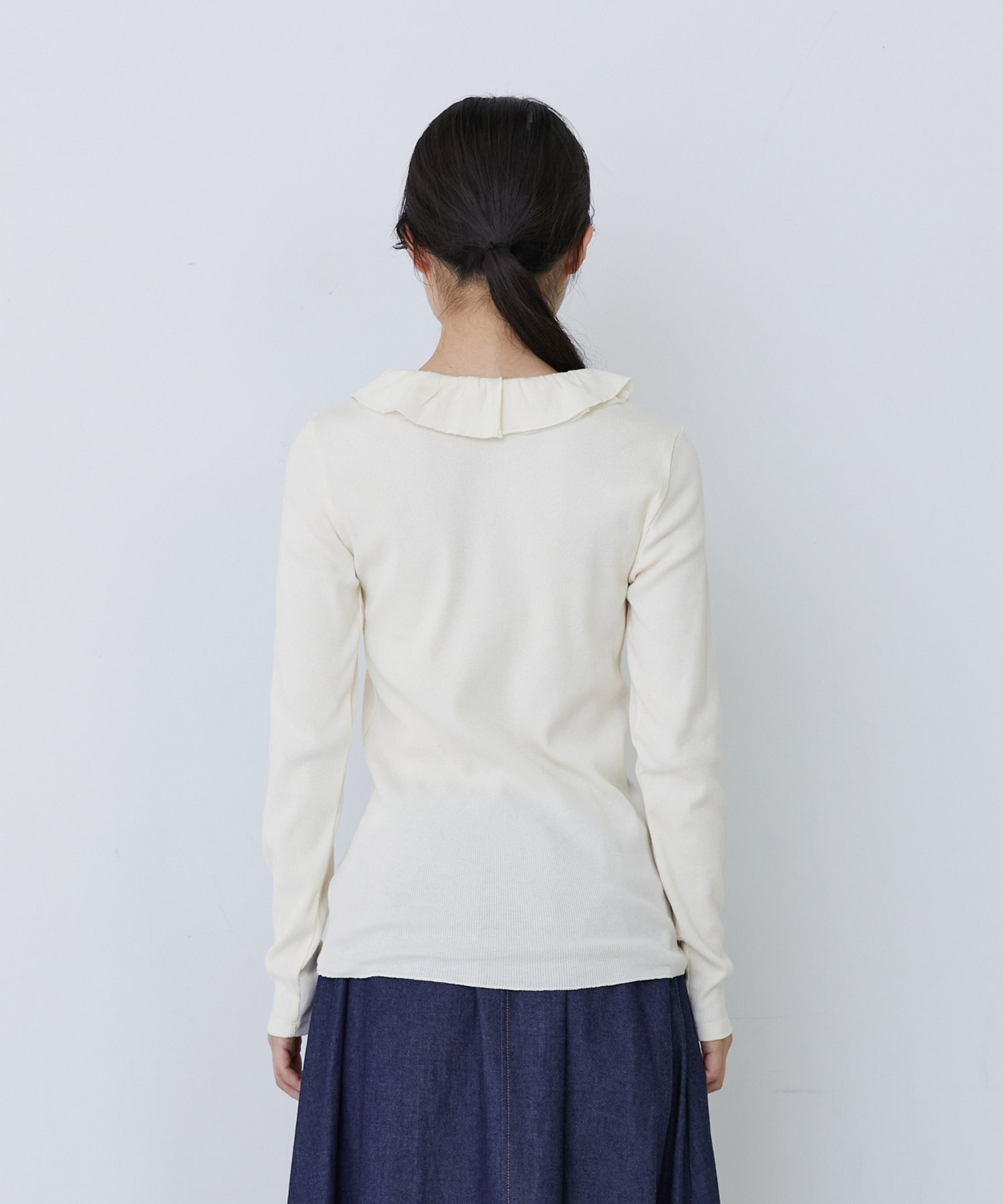 【congés payés】フリルカラーインナーカットソー 詳細画像 ブラック 7