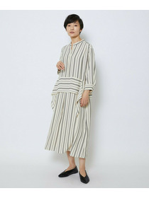 【MOGA Collection】MOGA Collection　レーヨンポリストライプワンピース 詳細画像 ホワイト×ブラック 1