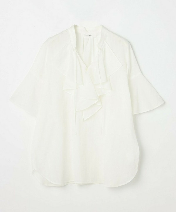 feerique　ボイルクレープフリルブラウス 詳細画像 ホワイト 2