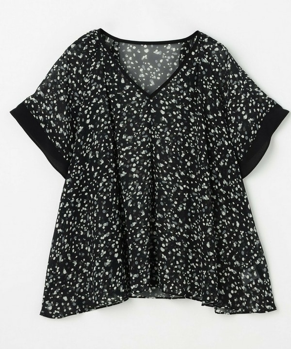 wb スターダストドットＰt Vネックブラウス 詳細画像 ブラック 2