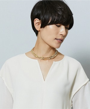 ロングメタルビーズネックレス