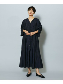 【MOGA】ナイロンクロスVネックワンピース 詳細画像 ブラック 2