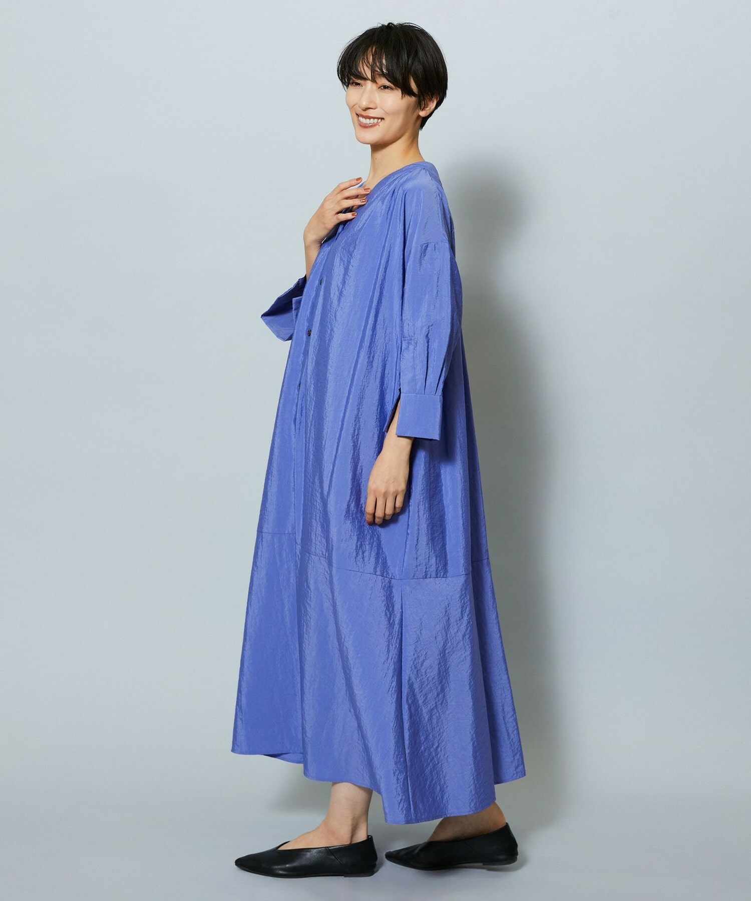 【MOGA】ナイロンクロスVネックワンピース 詳細画像 ブラック 12