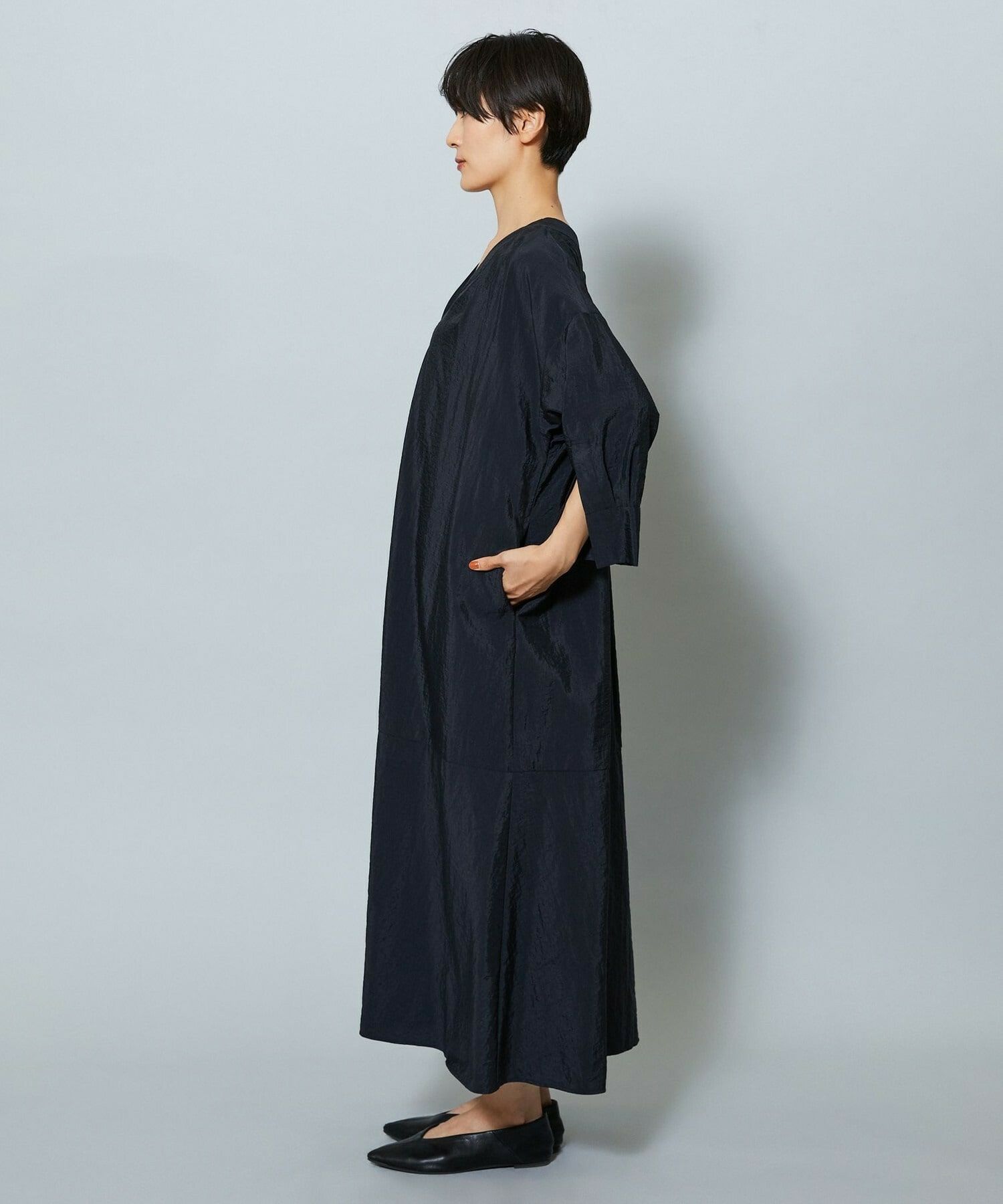 【MOGA】ナイロンクロスVネックワンピース 詳細画像 ブラック 18