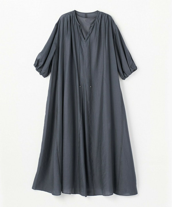 シャイニーローンタンブラーAラインシルエットワンピース 詳細画像 チャコールグレー 2