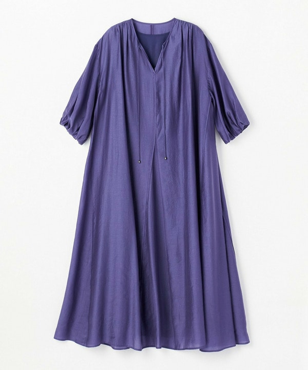 シャイニーローンタンブラーAラインシルエットワンピース 詳細画像 パープル 2