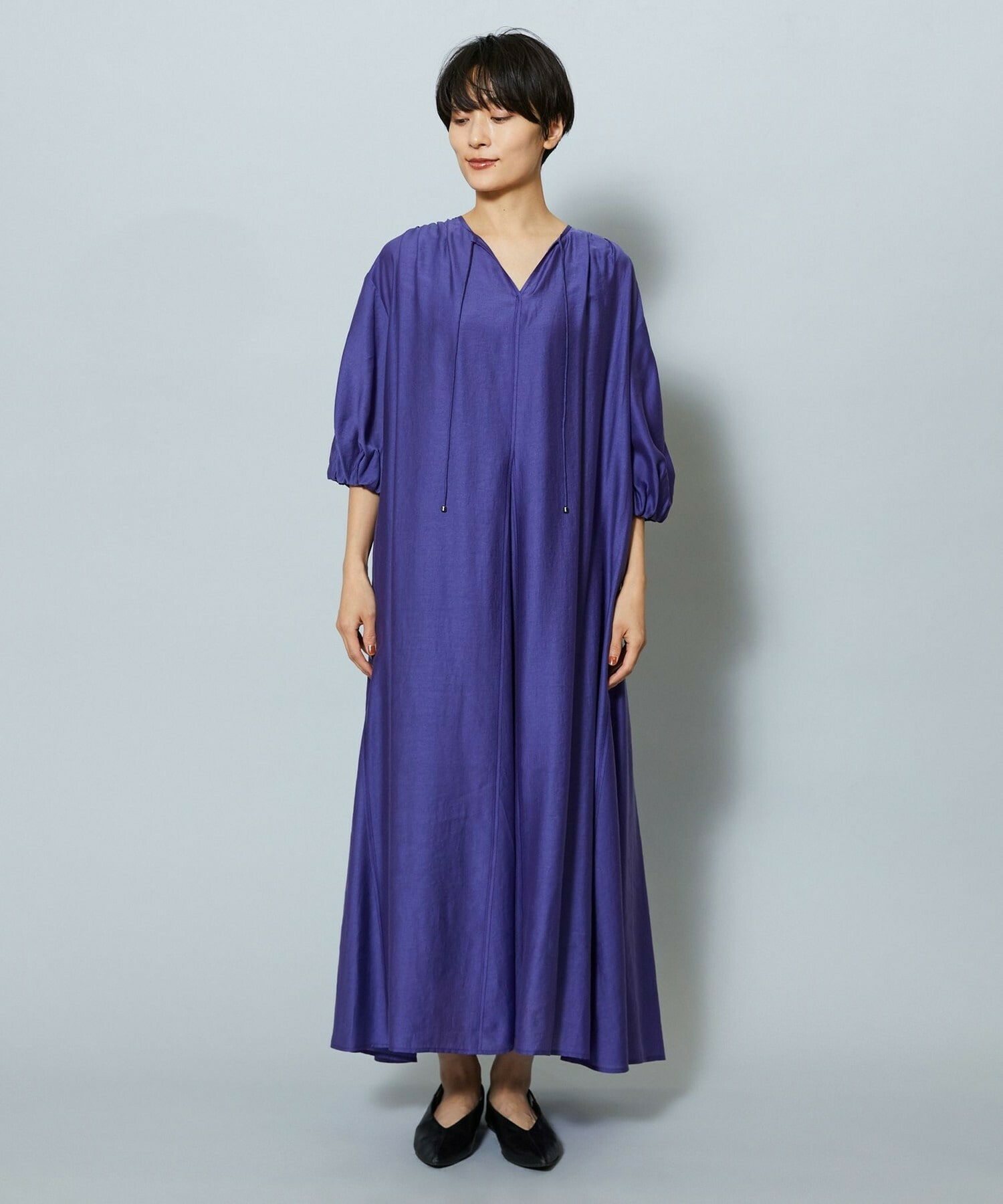 【MOGA】シャイニーローンタンブラーAラインシルエットワンピース 詳細画像 チャコールグレー 18