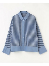 【MOGA】シアーメモリーストライプシャツブラウス 詳細画像 ブラック 21