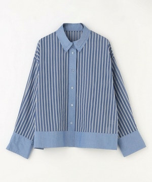 【MOGA】シアーメモリーストライプシャツブラウス 詳細画像 サックスブルー 2
