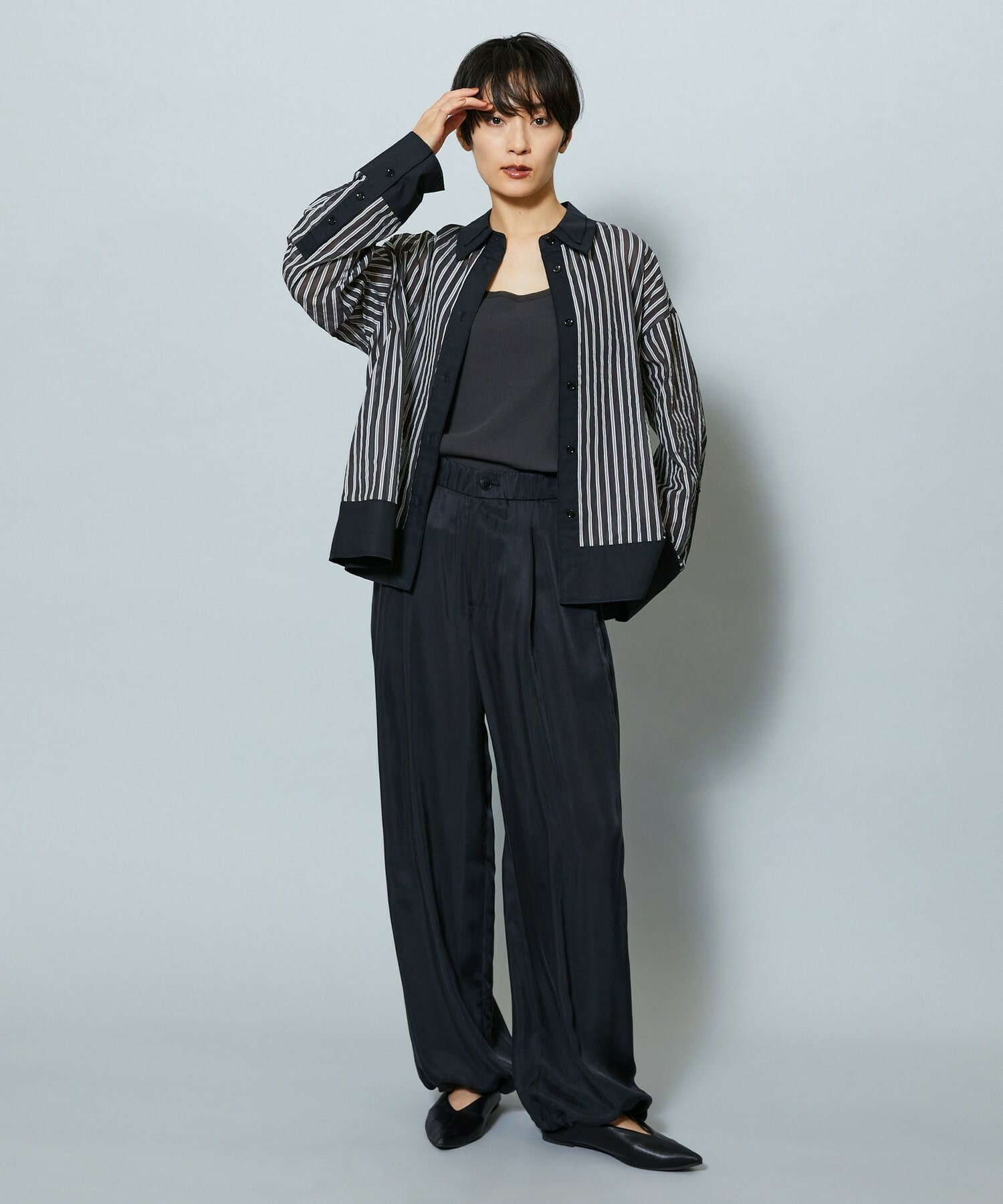 【MOGA】パウダリーキュプラパラシュートパンツ 詳細画像 ブラック 7