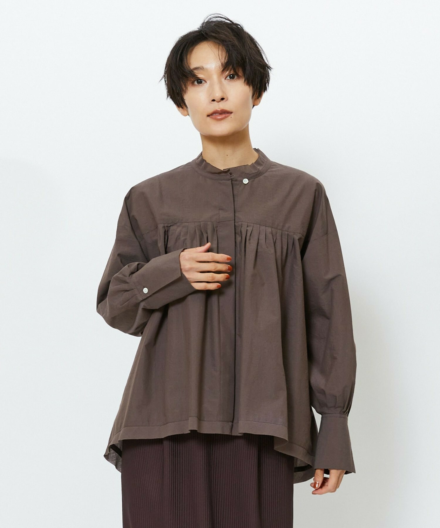 【feerique】feerique　エアリーコットンAラインブラウス 詳細画像 ブラウン 1