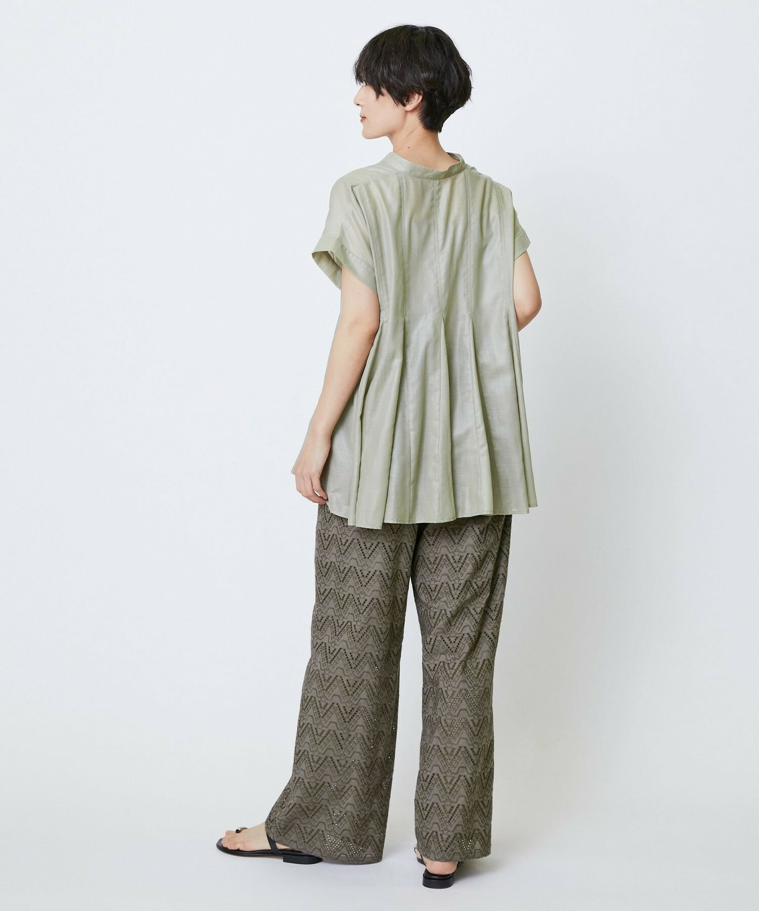 【feerique】feerique コットンレースワイドパンツ 詳細画像 ブラック 15