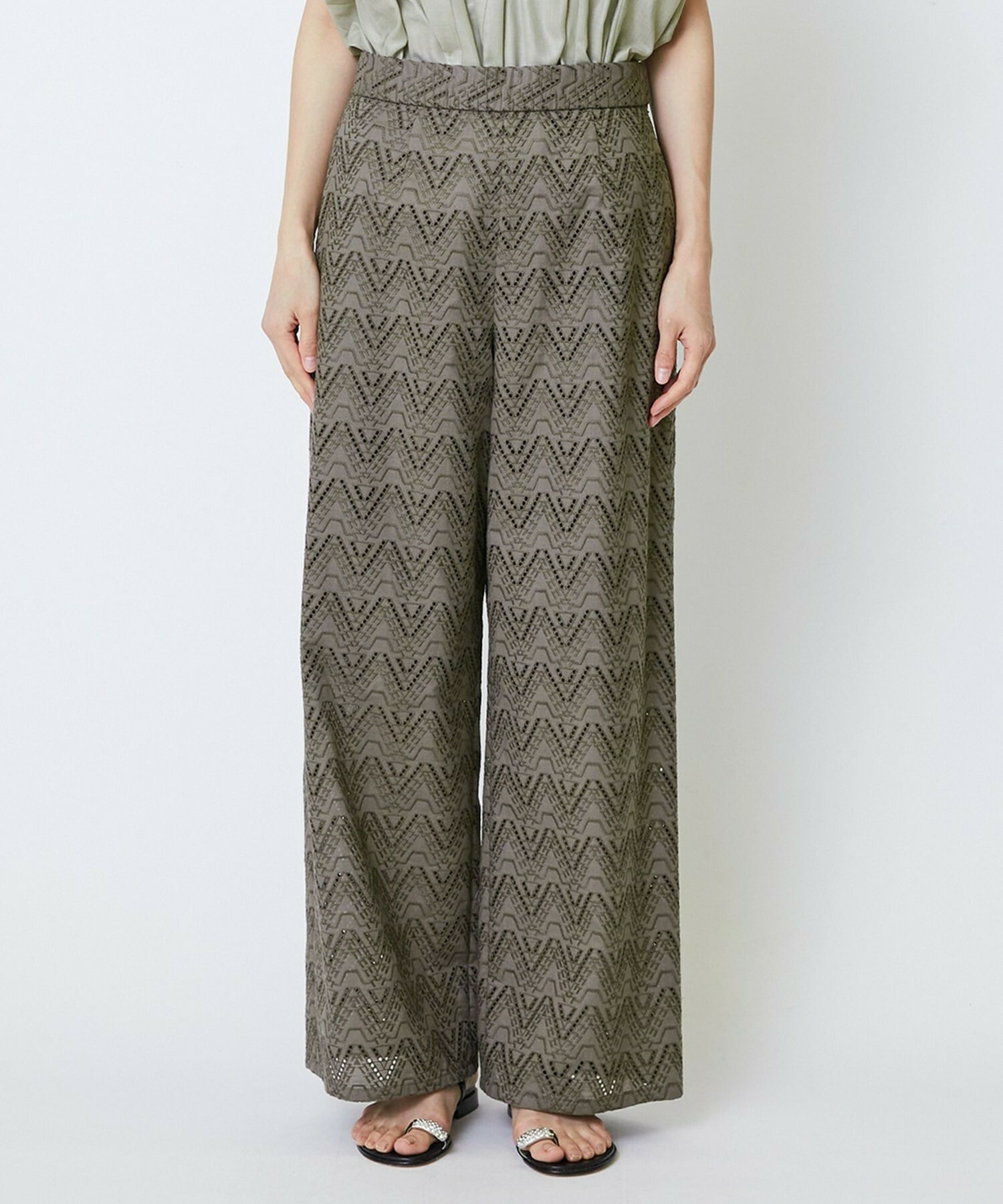 【feerique】feerique コットンレースワイドパンツ 詳細画像 ブラック 18