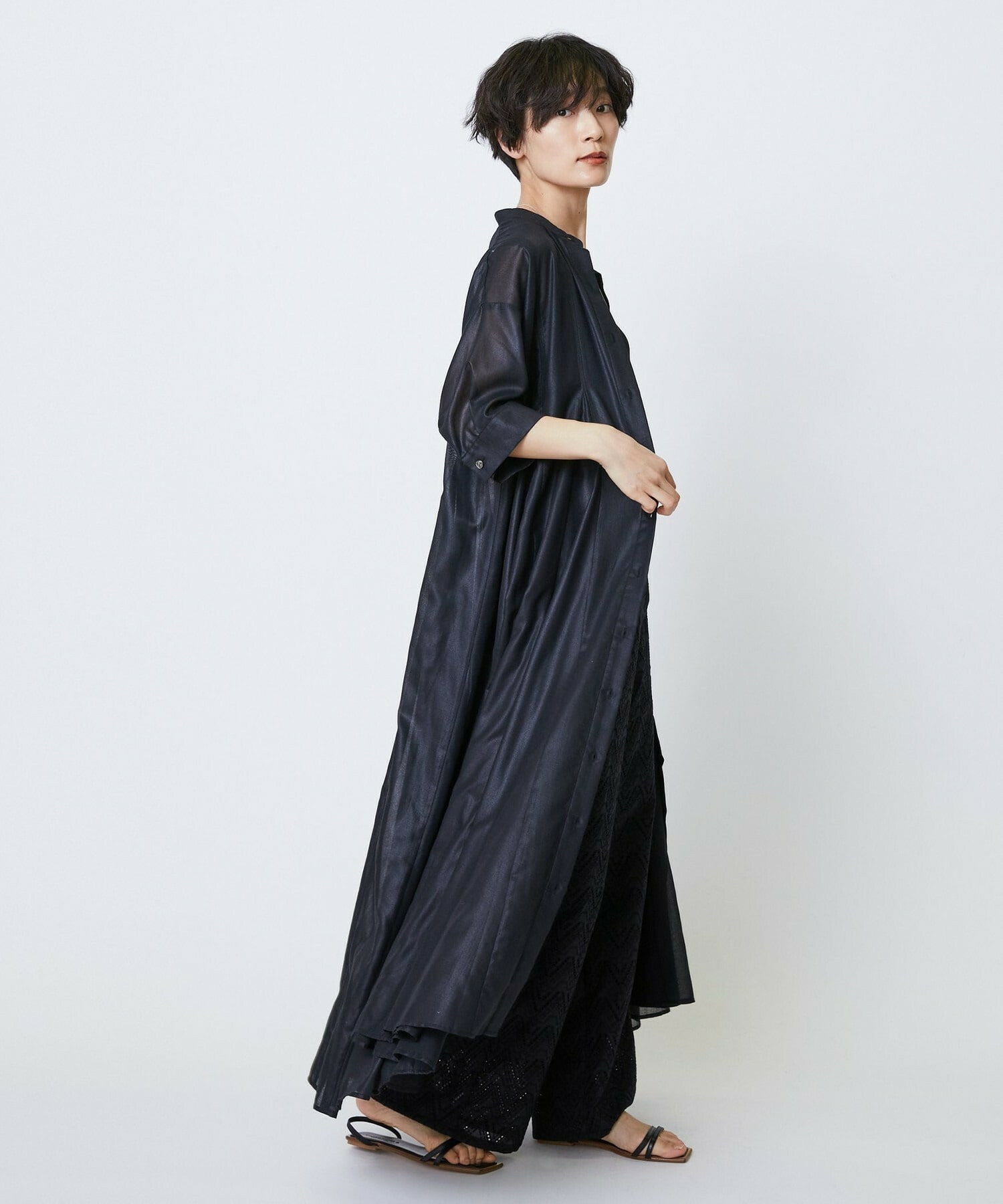 【feerique】feerique コットンレースワイドパンツ 詳細画像 ブラック 8