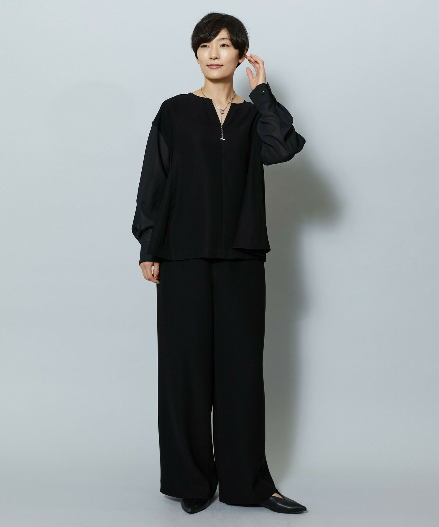 【MOGA】2WAYダブルクロスブラウス 詳細画像 ブラック 2