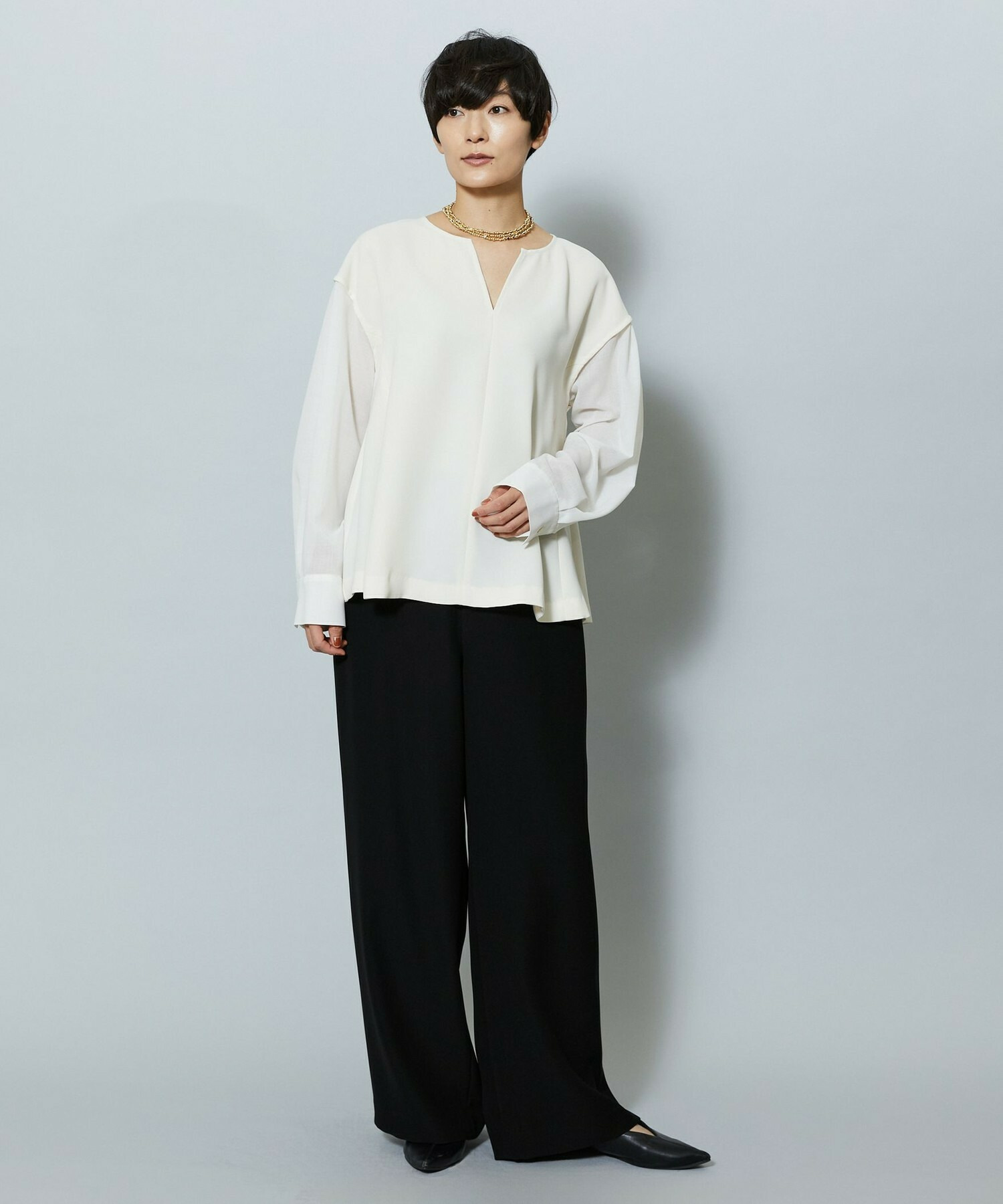 【MOGA】2WAYダブルクロスブラウス 詳細画像 ブラック 7