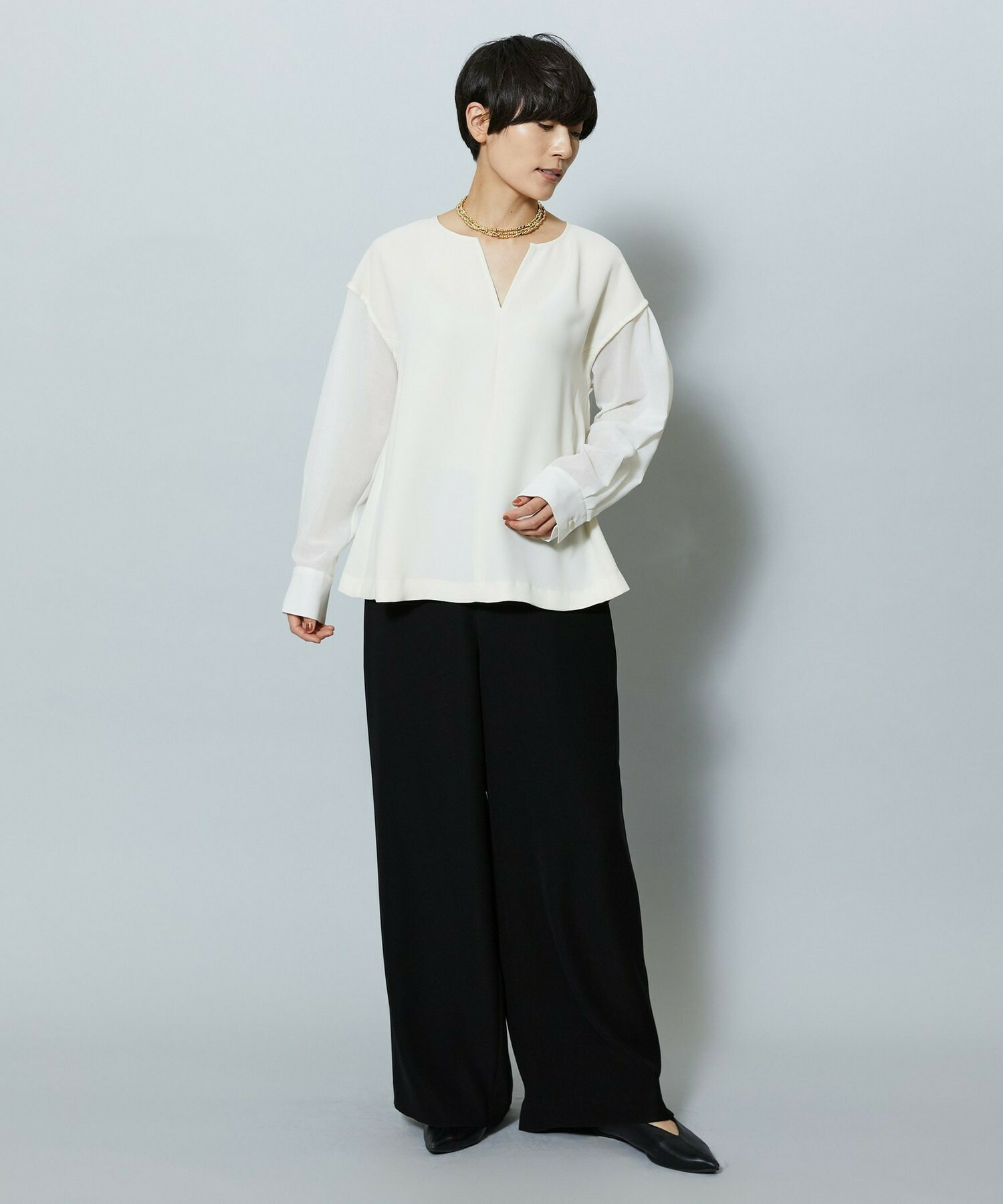 【MOGA】2WAYダブルクロスブラウス 詳細画像 ブラック 8