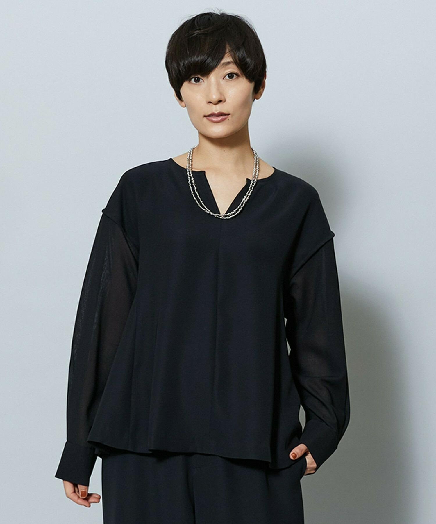 【MOGA】2WAYダブルクロスブラウス 詳細画像 チャコールグレー 1