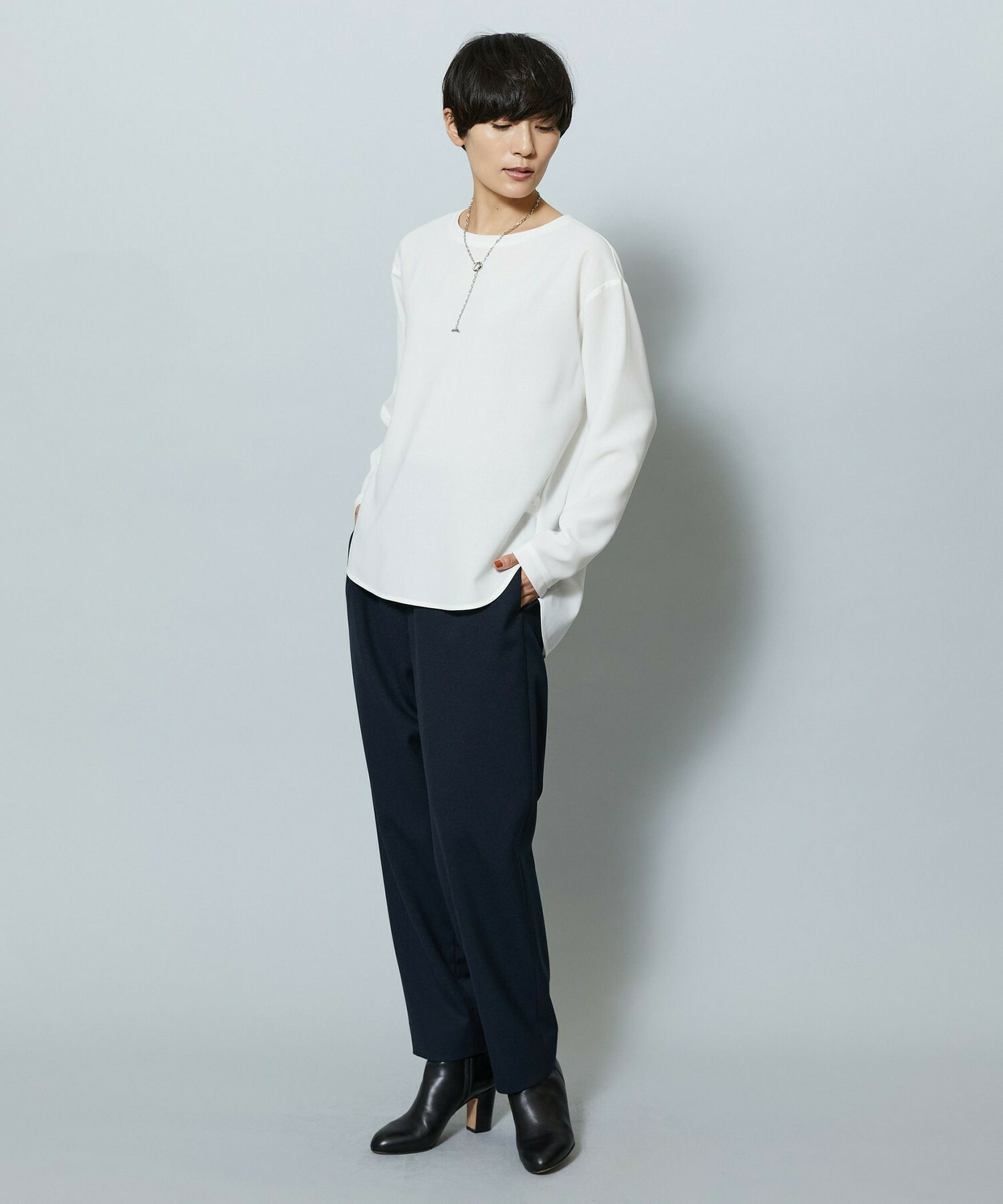 【MOGA】強撚2WAYプルオーバーブラウス 詳細画像 ブラック 17