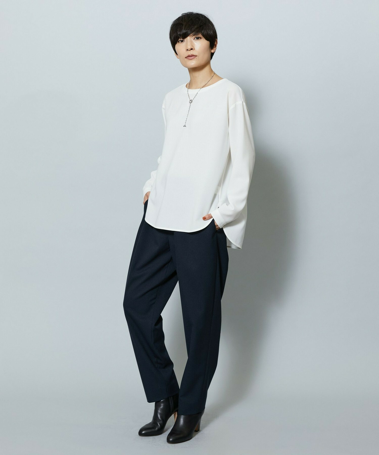 【MOGA】強撚2WAYプルオーバーブラウス 詳細画像 ブラック 18