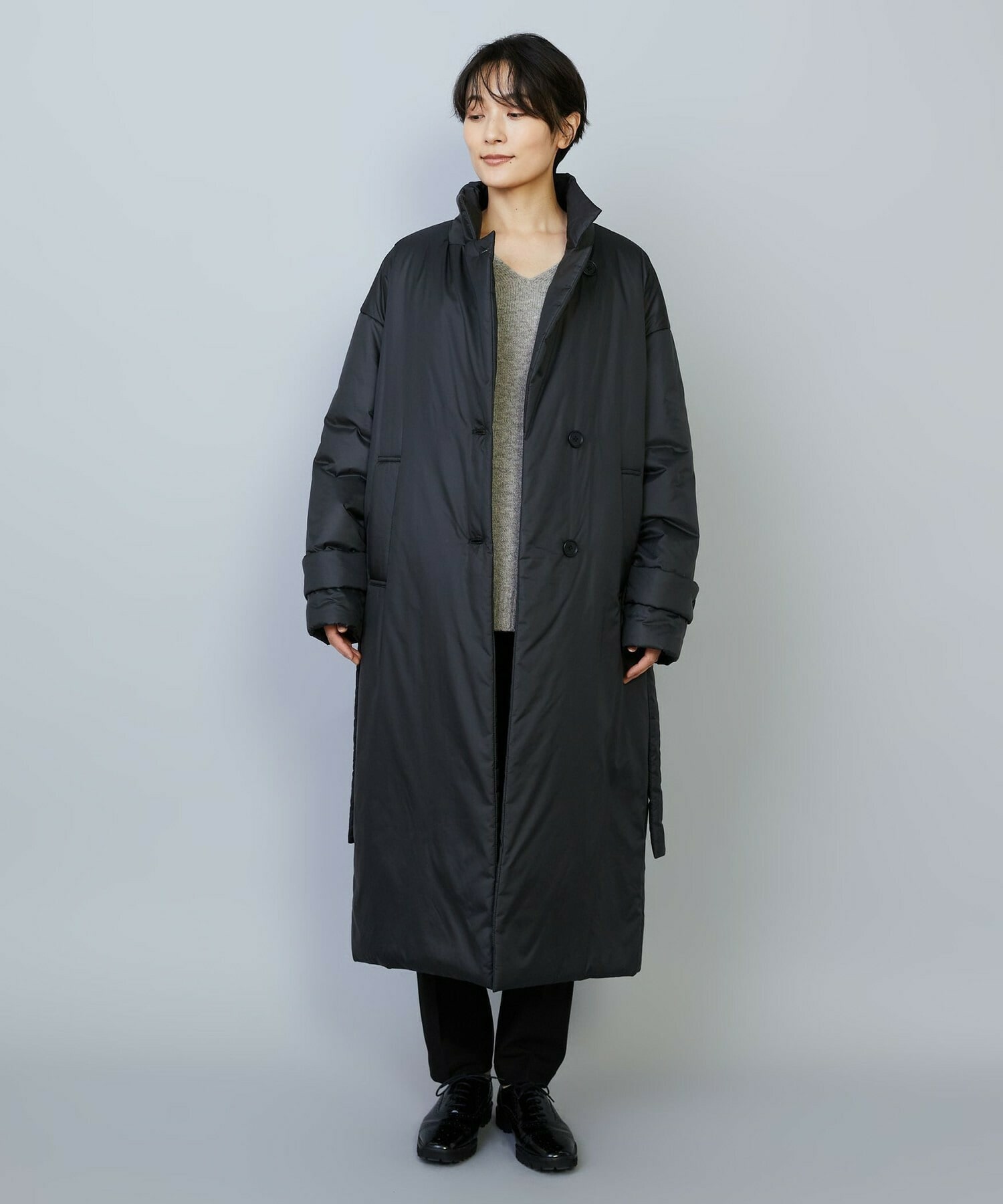 【MOGA】シルキータフタパディングテーラードコクーンコート 詳細画像 チャコールグレー 18