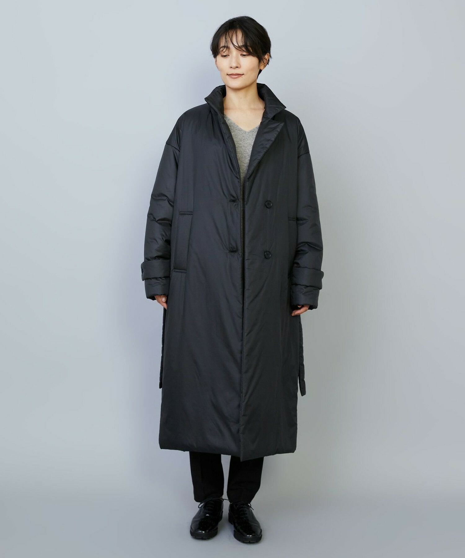 【MOGA】シルキータフタパディングテーラードコクーンコート 詳細画像 チャコールグレー 19