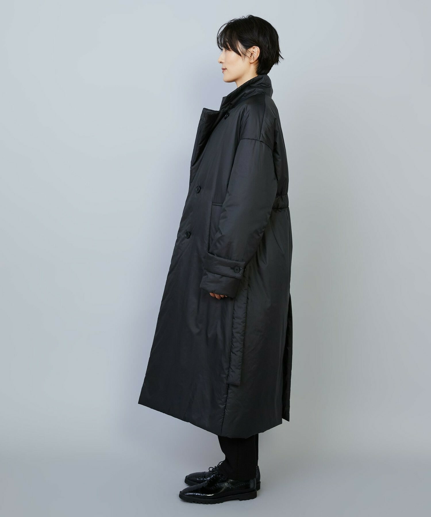 【MOGA】シルキータフタパディングテーラードコクーンコート 詳細画像 チャコールグレー 20