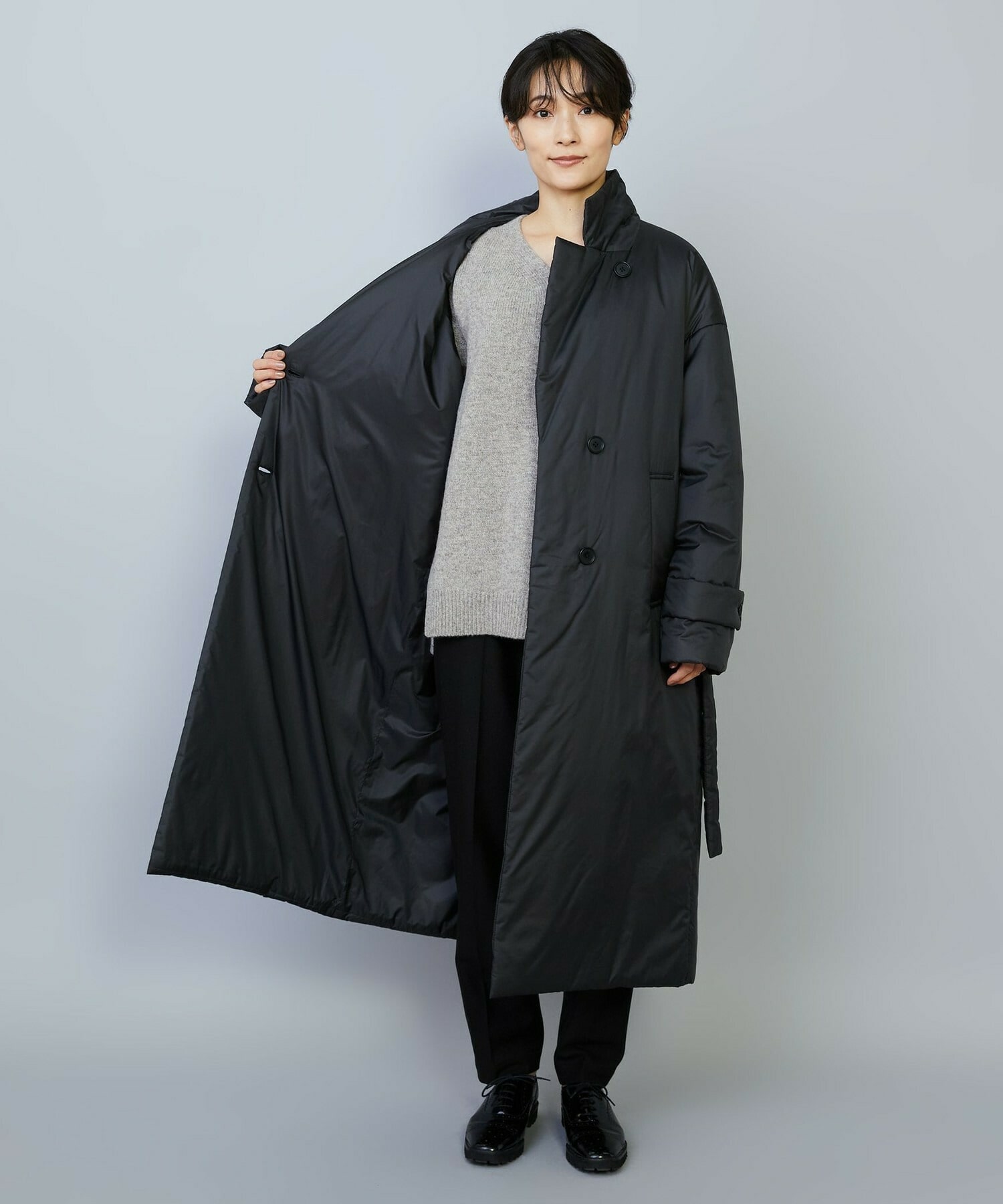 【MOGA】シルキータフタパディングテーラードコクーンコート 詳細画像 チャコールグレー 22