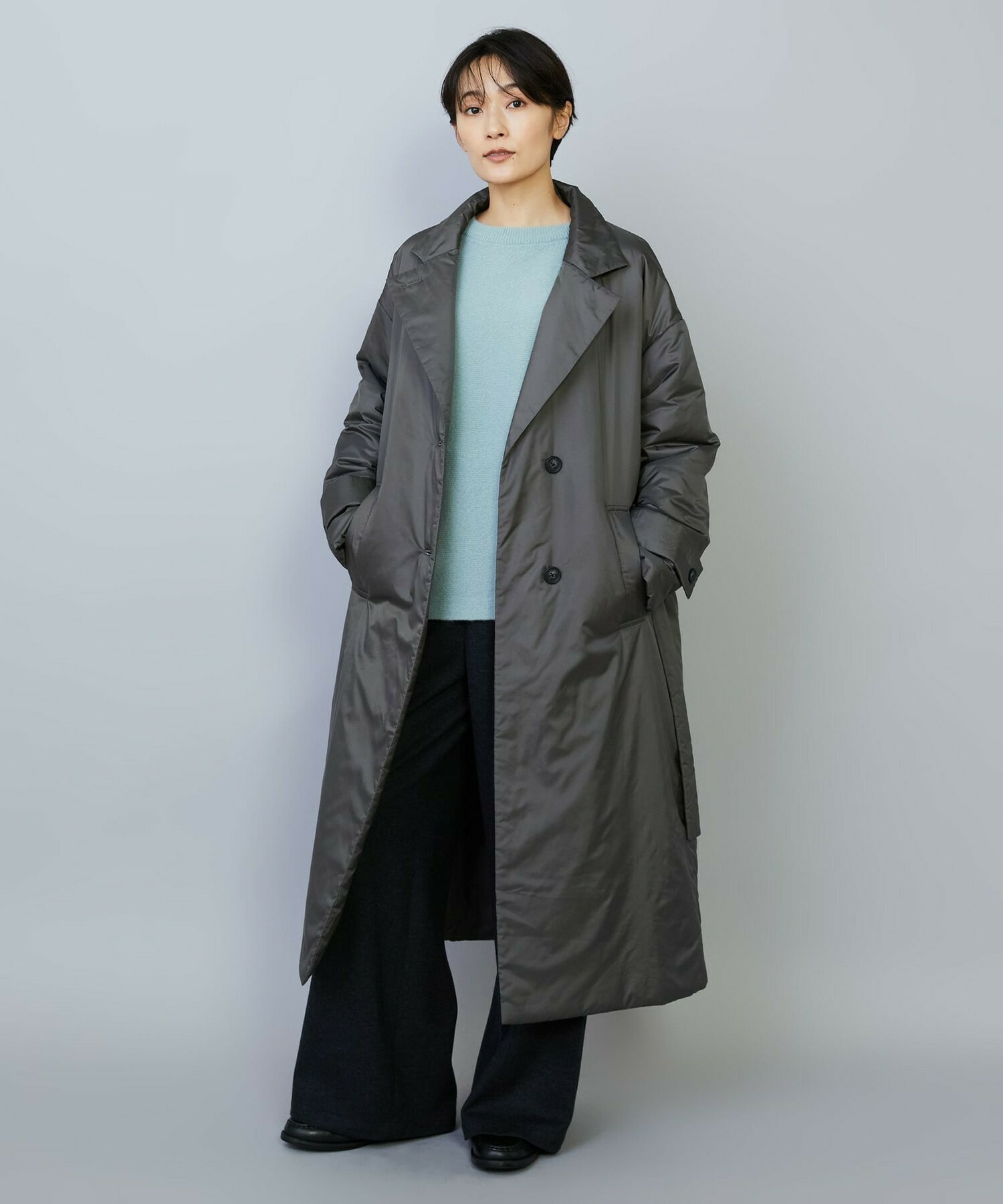 【MOGA】シルキータフタパディングテーラードコクーンコート 詳細画像 チャコールグレー 7