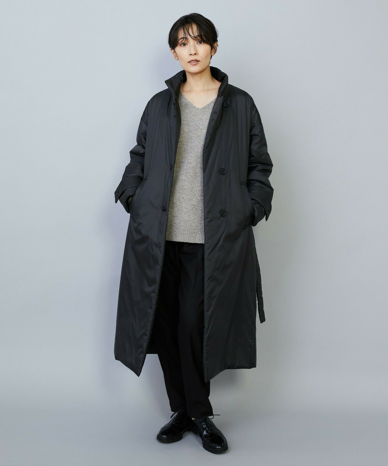 【MOGA】シルキータフタパディングテーラードコクーンコート 詳細画像 ブラック 1