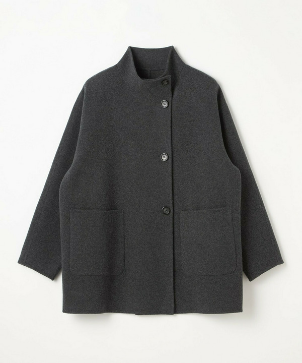 ［eclat 2026年2・3月合併号掲載商品］メルトンリバースタンドカラーコート 詳細画像 チャコールグレー 2