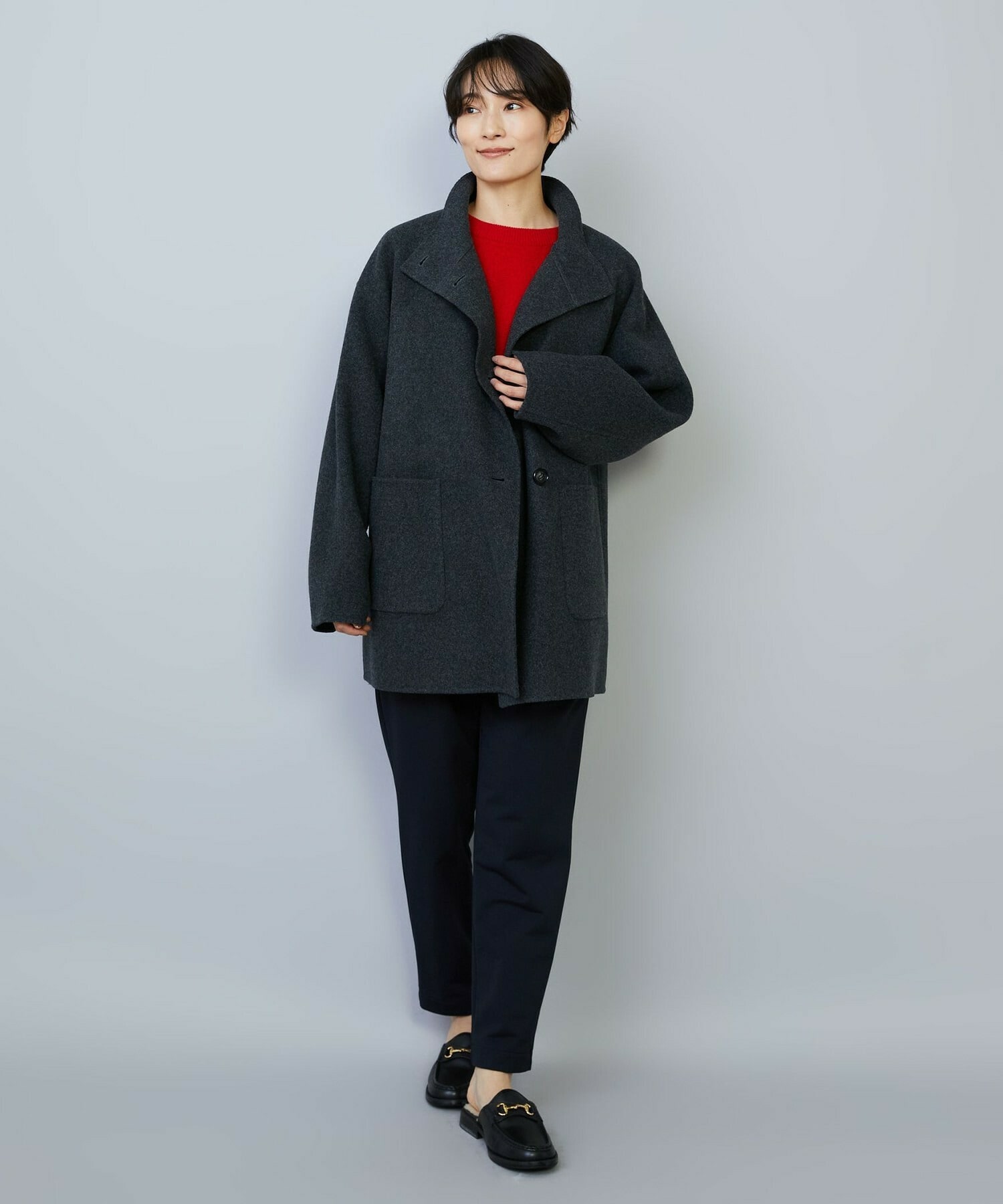 【MOGA】メルトンリバースタンドカラーコート 詳細画像 ネイビー 1