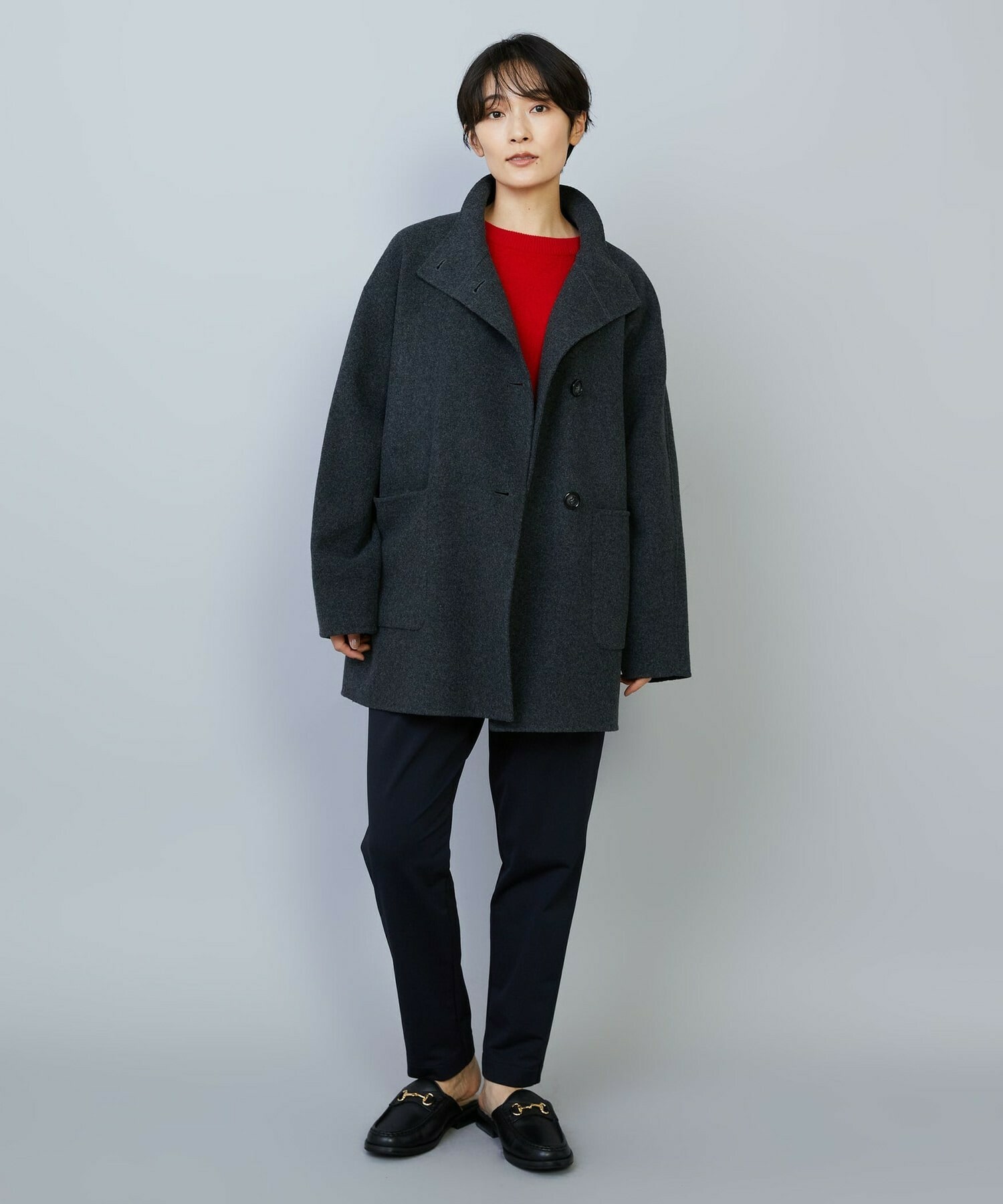 【MOGA】メルトンリバースタンドカラーコート 詳細画像 ネイビー 10