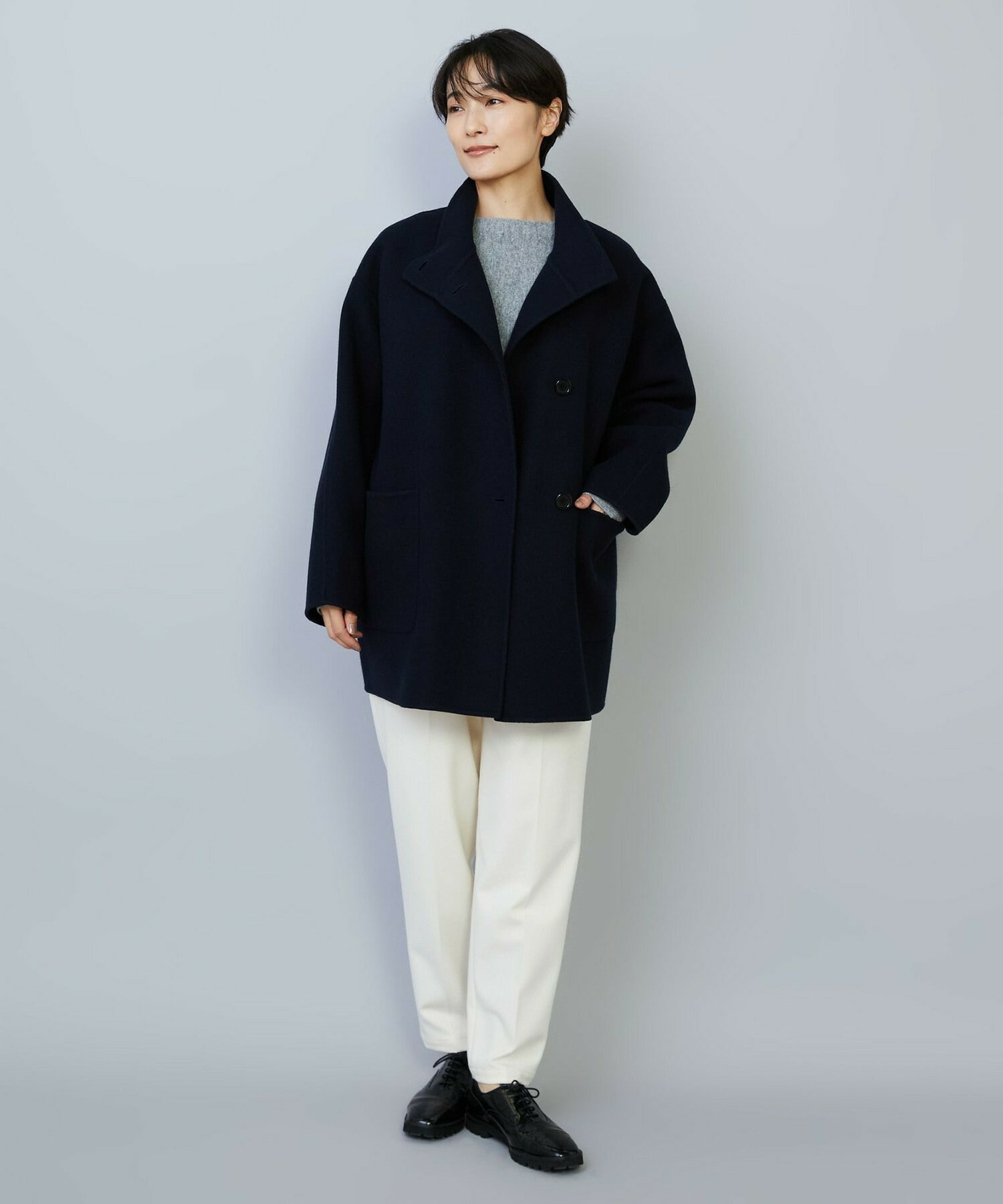 【MOGA】メルトンリバースタンドカラーコート 詳細画像 ネイビー 11