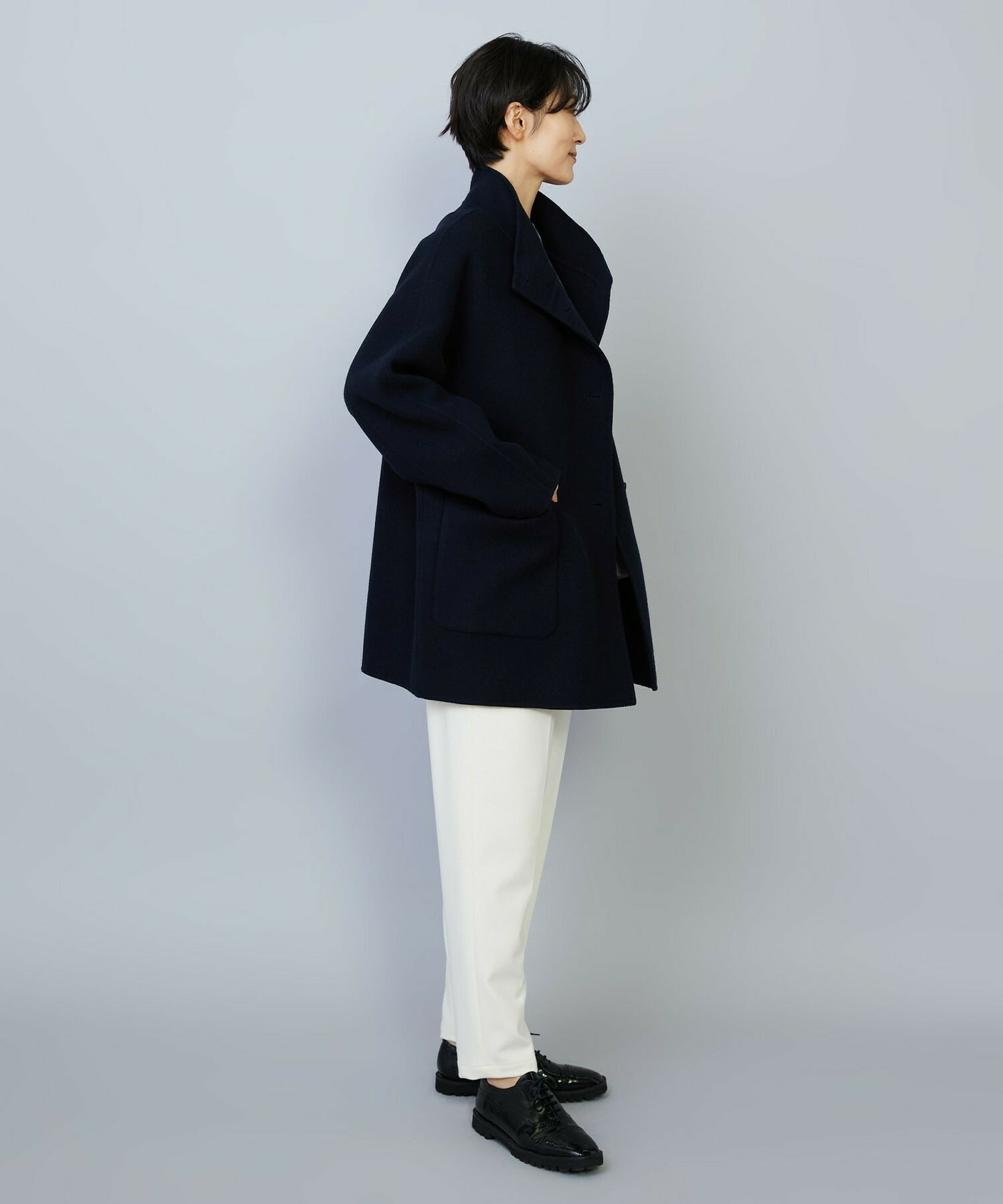 【MOGA】メルトンリバースタンドカラーコート 詳細画像 ネイビー 17