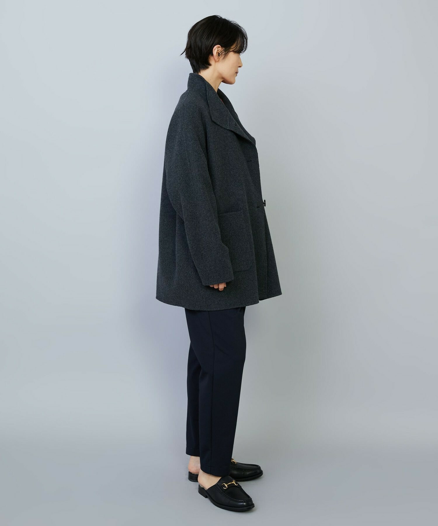 【MOGA】メルトンリバースタンドカラーコート 詳細画像 ネイビー 8