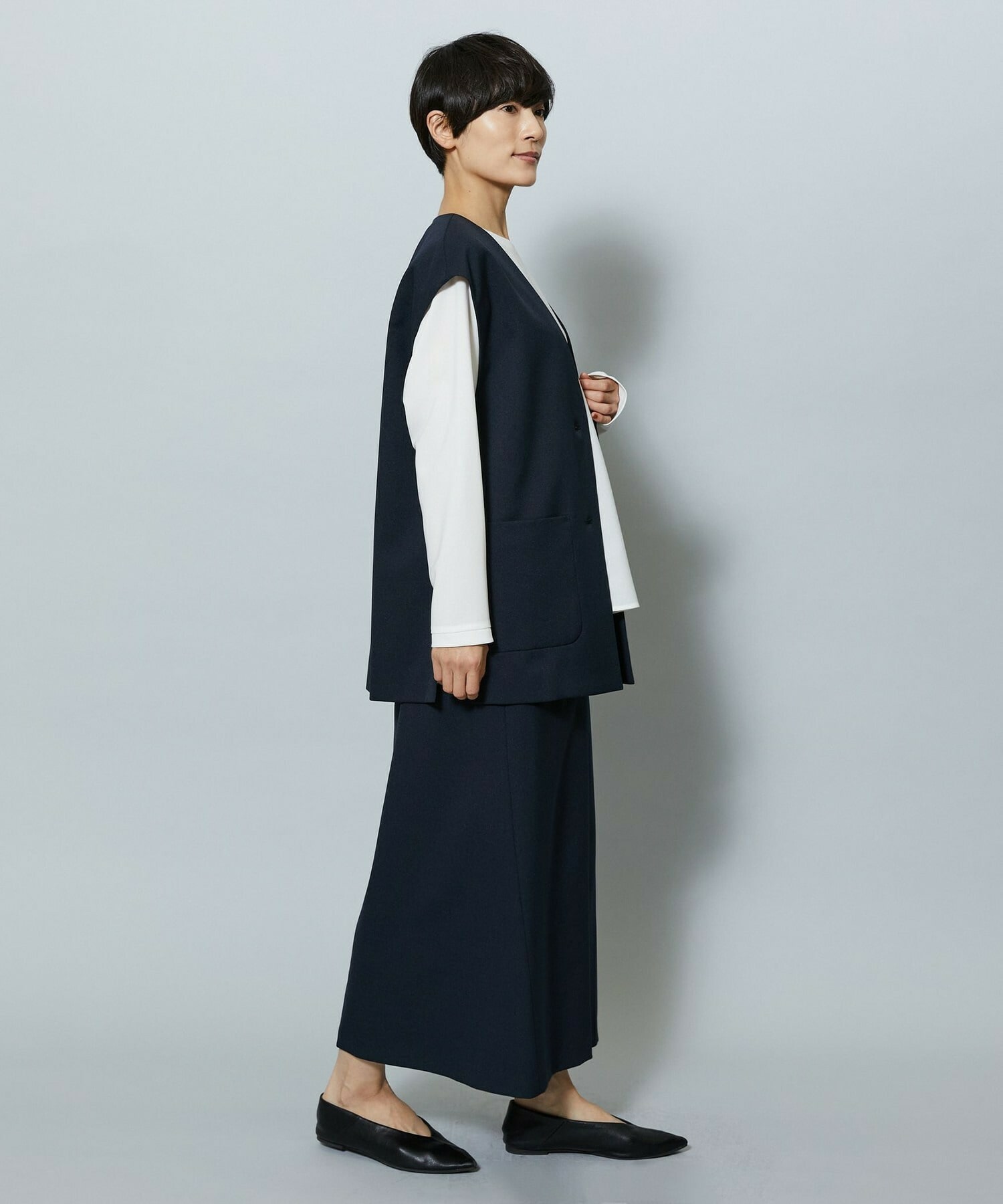 【MOGA】ライトパウダリーツイルジレ 詳細画像 ブラック 18