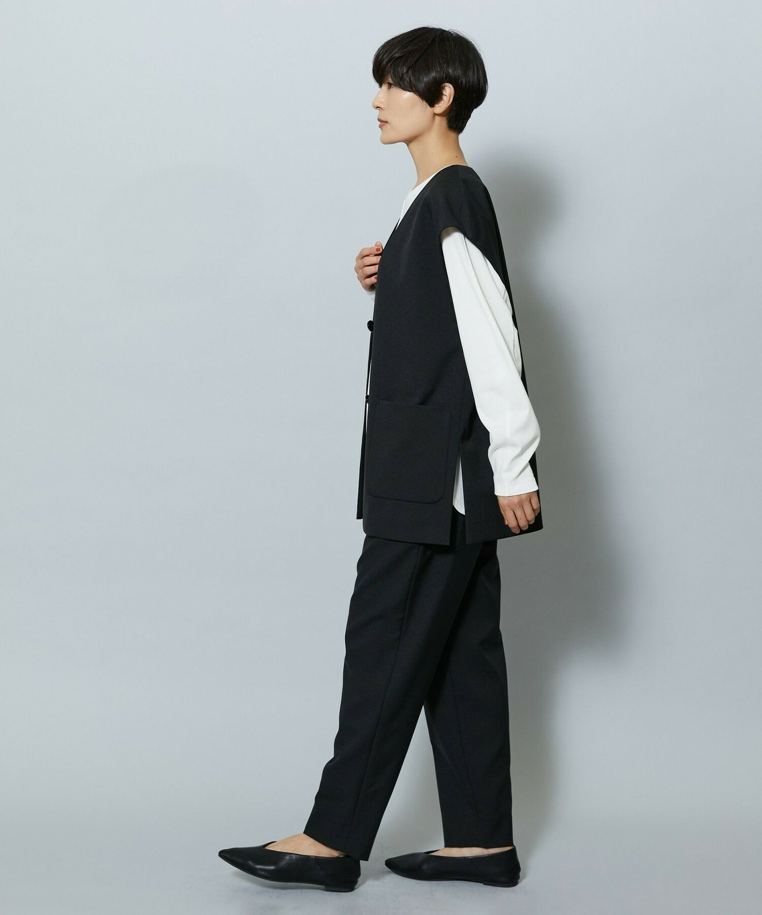 【MOGA】ライトパウダリーツイルジレ 詳細画像 ブラック 5