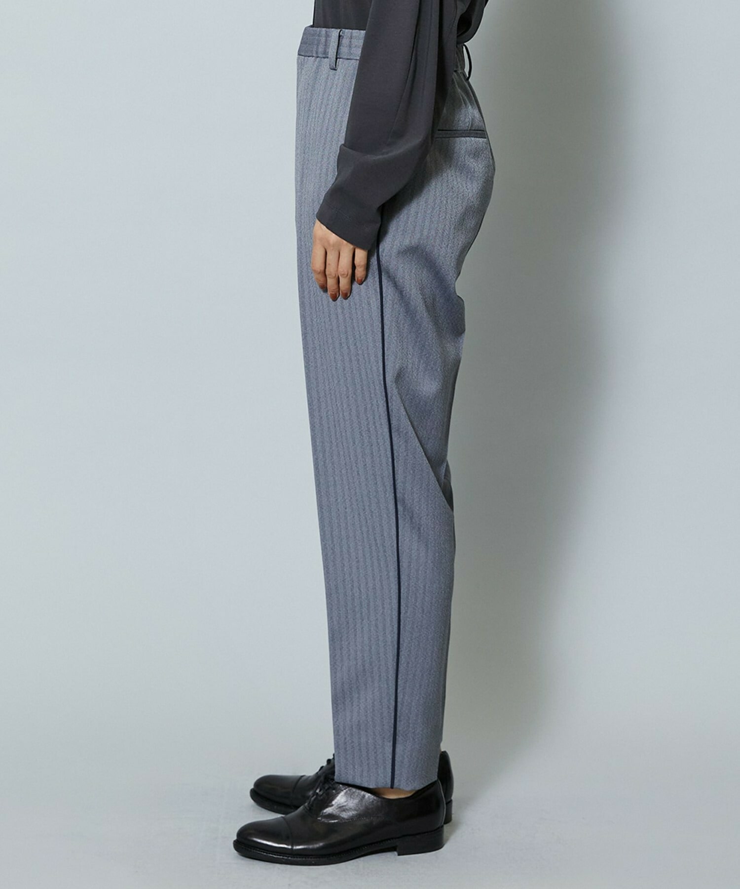 【MOGA】ヘリンボンストレッチテーパードパンツ 詳細画像 グレー 6