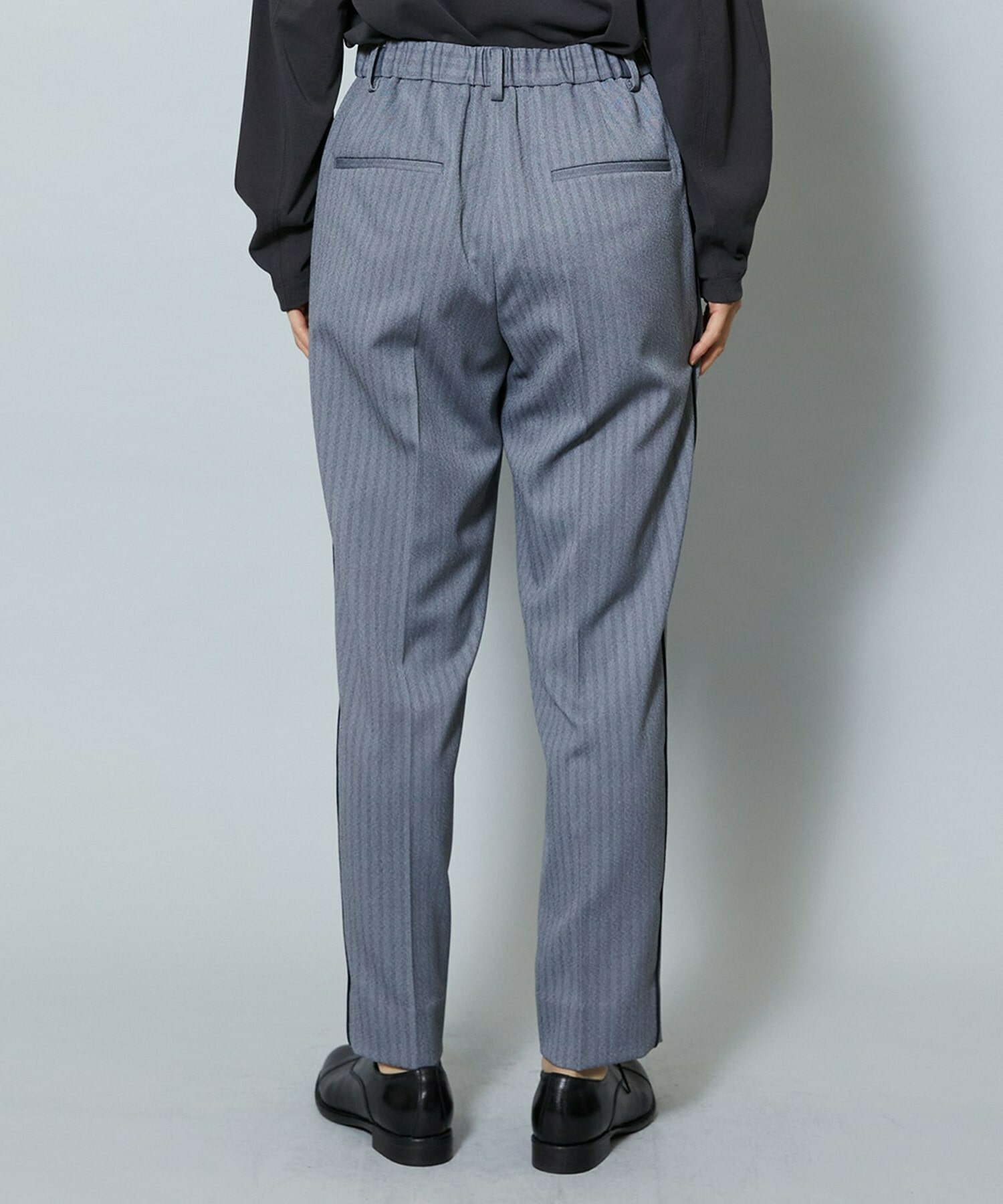 【MOGA】ヘリンボンストレッチテーパードパンツ 詳細画像 グレー 8