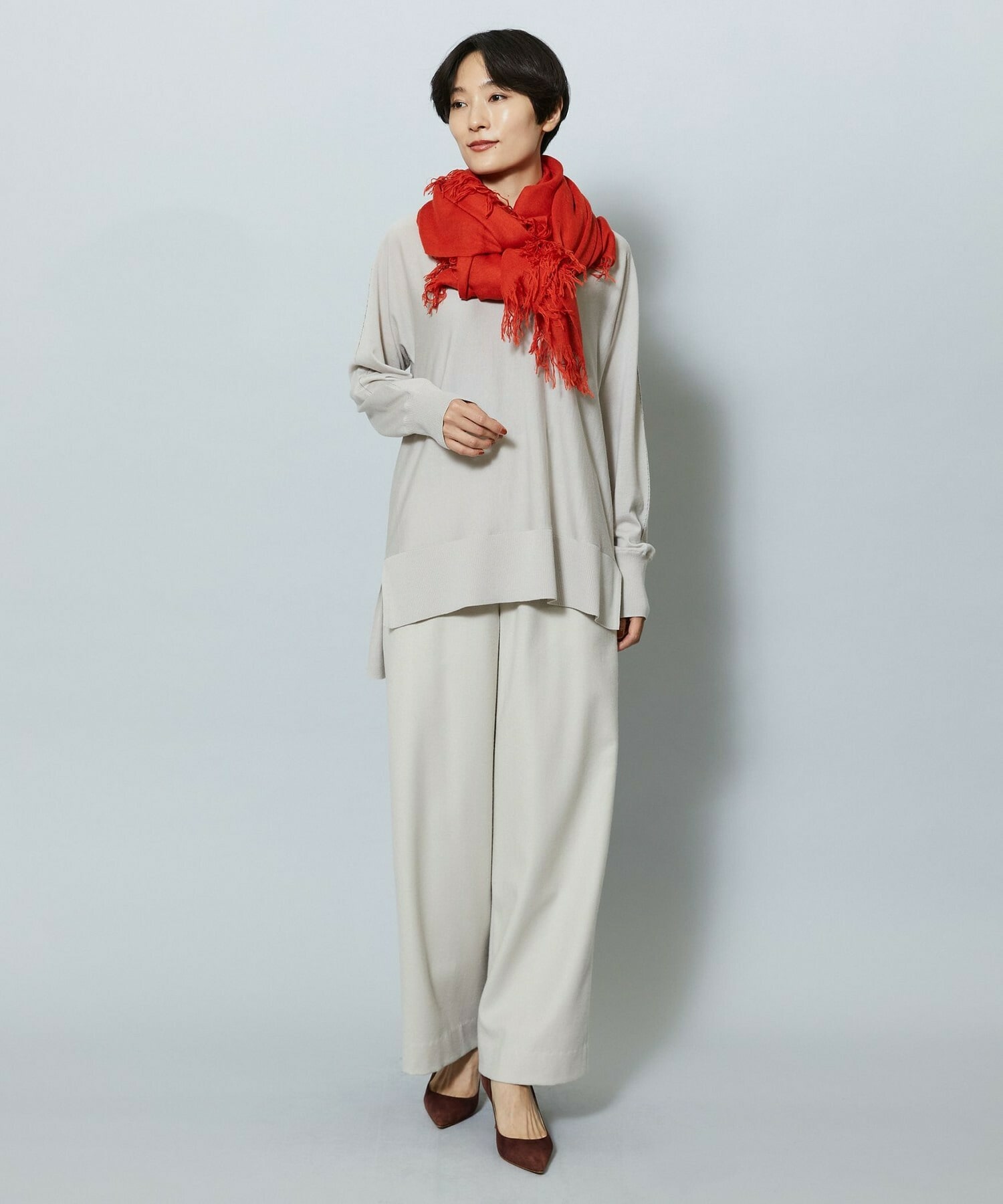 【MOGA】ウールカシミヤストレッチワイドパンツ 詳細画像 オフホワイト 13