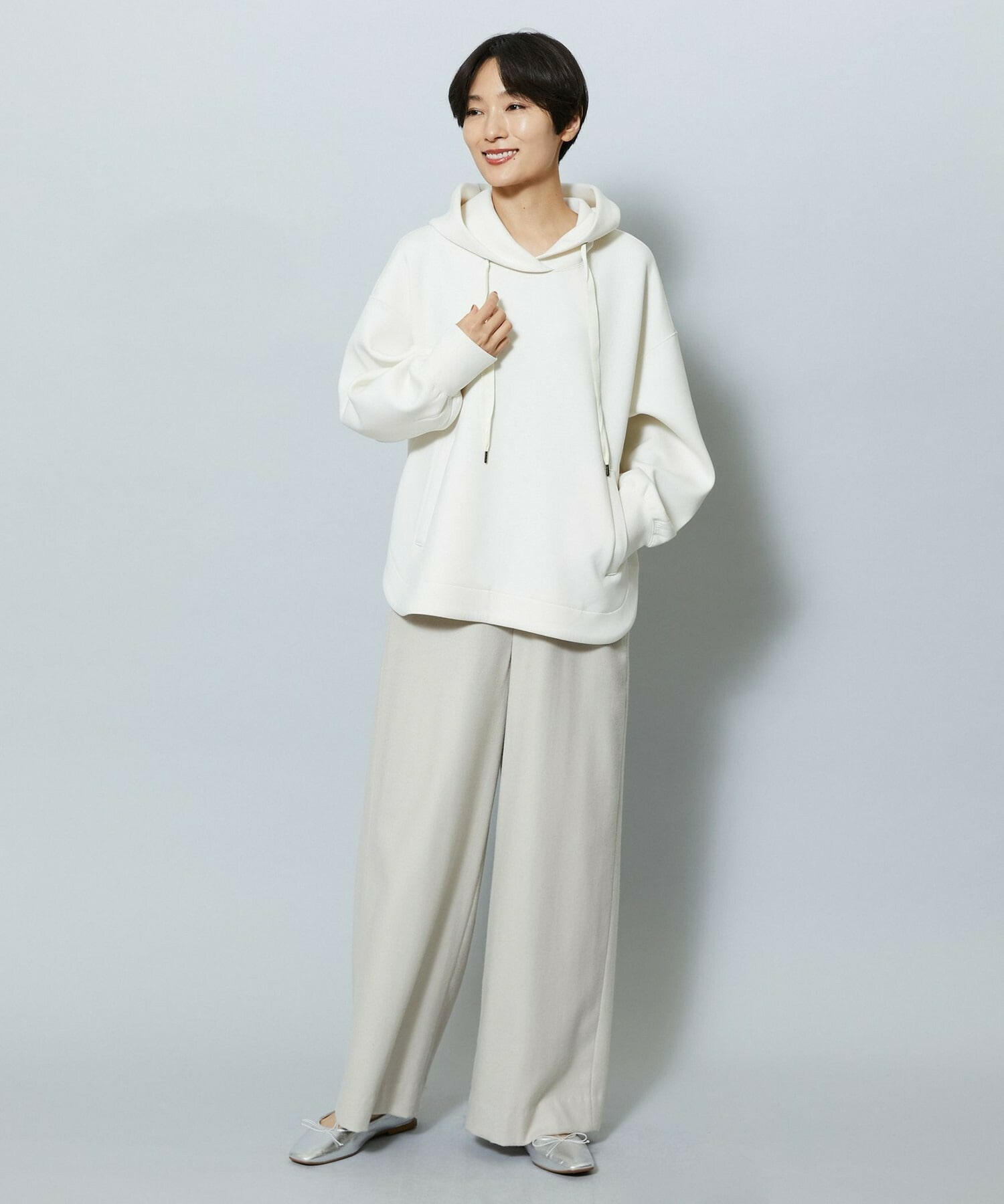 【MOGA】ウールカシミヤストレッチワイドパンツ 詳細画像 オフホワイト 17