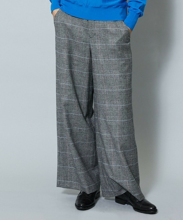 【MOGA】ウールカシミヤグレンチェックワイドパンツ