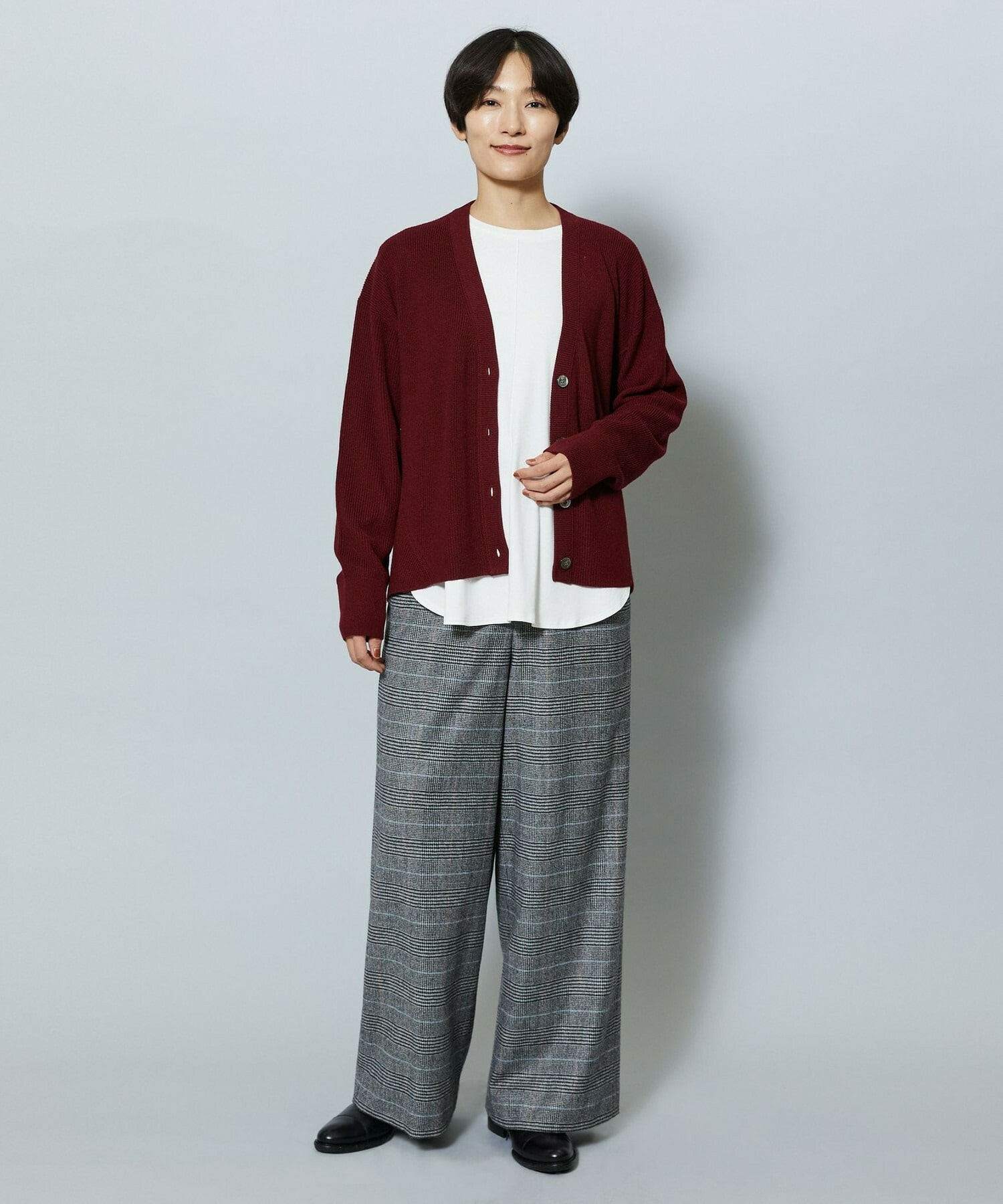 【MOGA】ウールカシミヤグレンチェックワイドパンツ 詳細画像 チェック 10