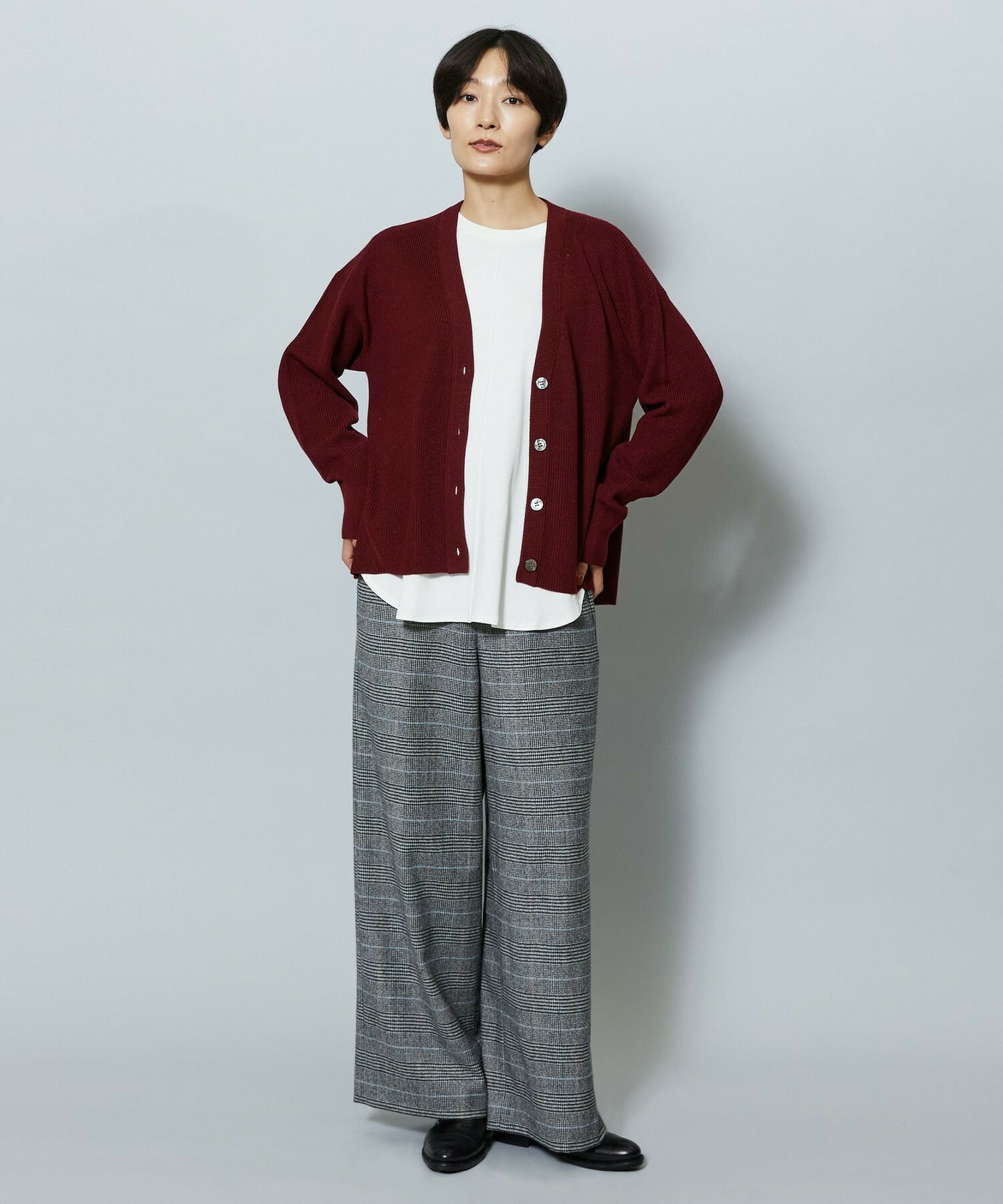 【MOGA】ウールカシミヤグレンチェックワイドパンツ 詳細画像 チェック 11