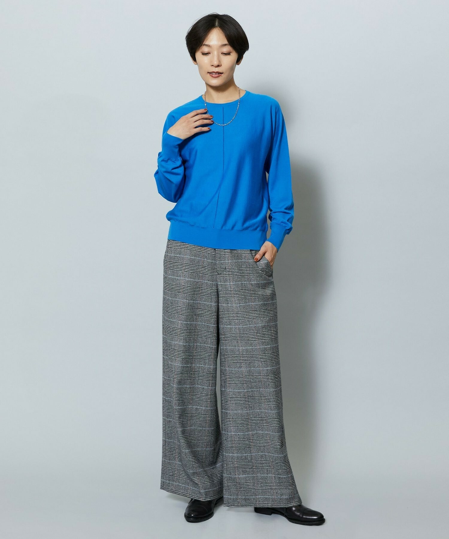 【MOGA】ウールカシミヤグレンチェックワイドパンツ 詳細画像 チェック 15